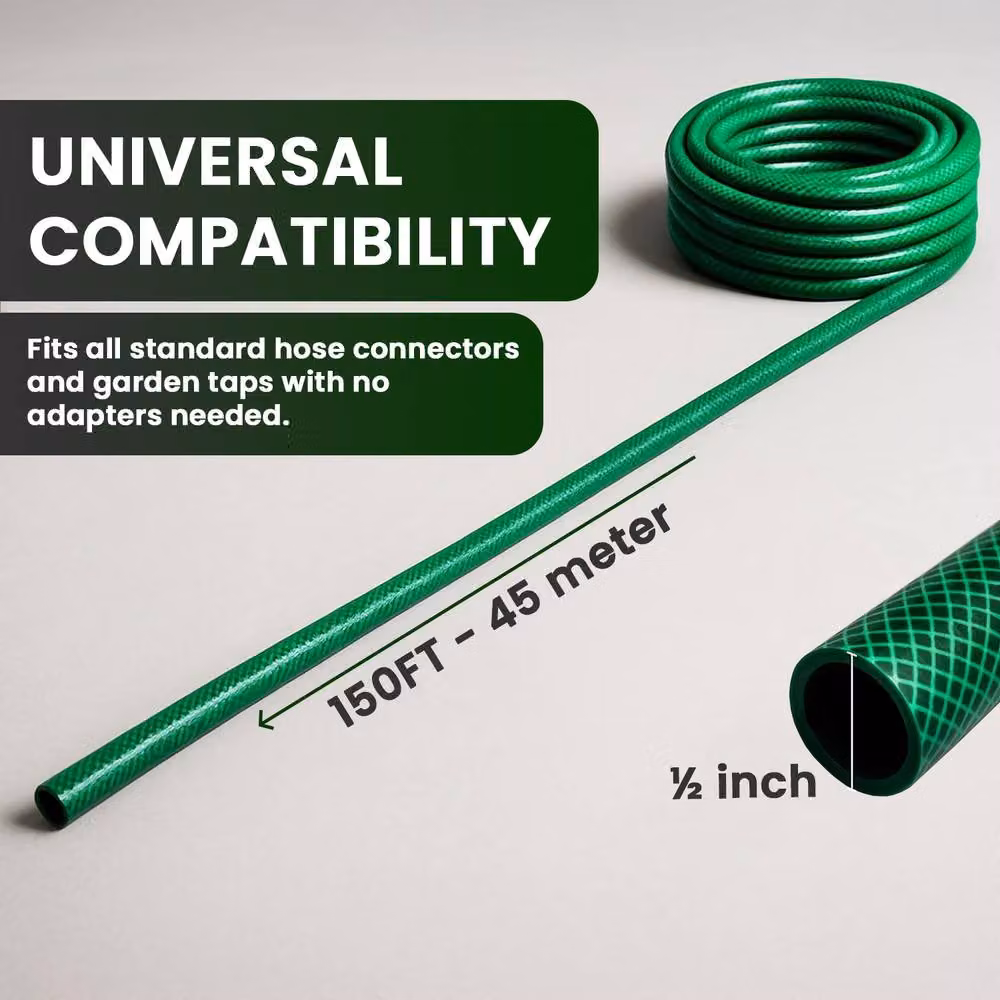 Mantraraj Heavy Duty PVC Reinforced Garden Hose Pipe with Spray Nozzles, Green, 45m – 2