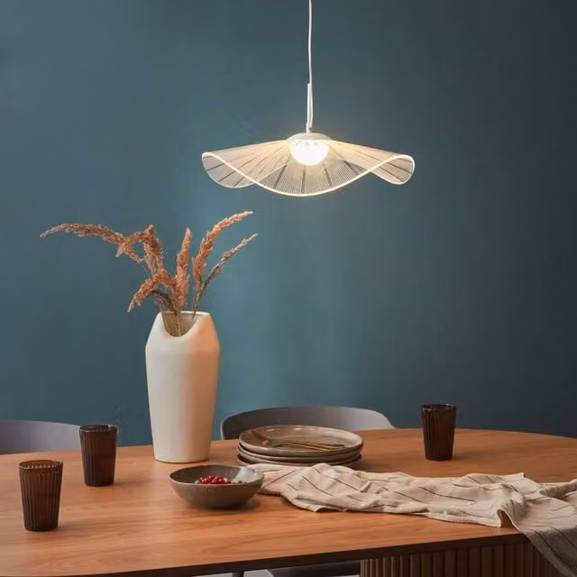 Wyld and Coco Wavy LED Pendant Lamp in White Metal and Acrylic