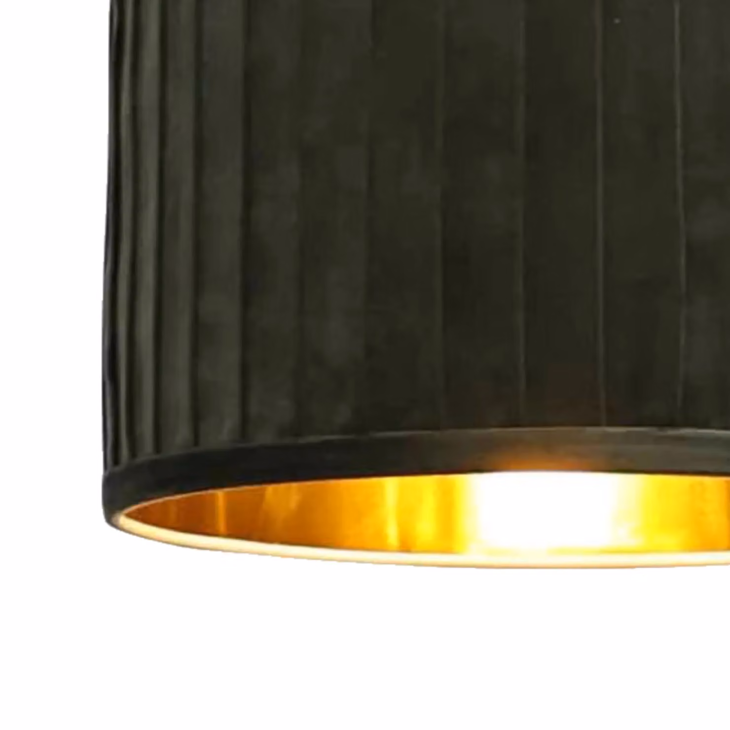 First Choice Lighting Sundance Dark Green Velvet Pleated Round Lamp Shade with Gold Inner, Diameter: 30 cm – 2