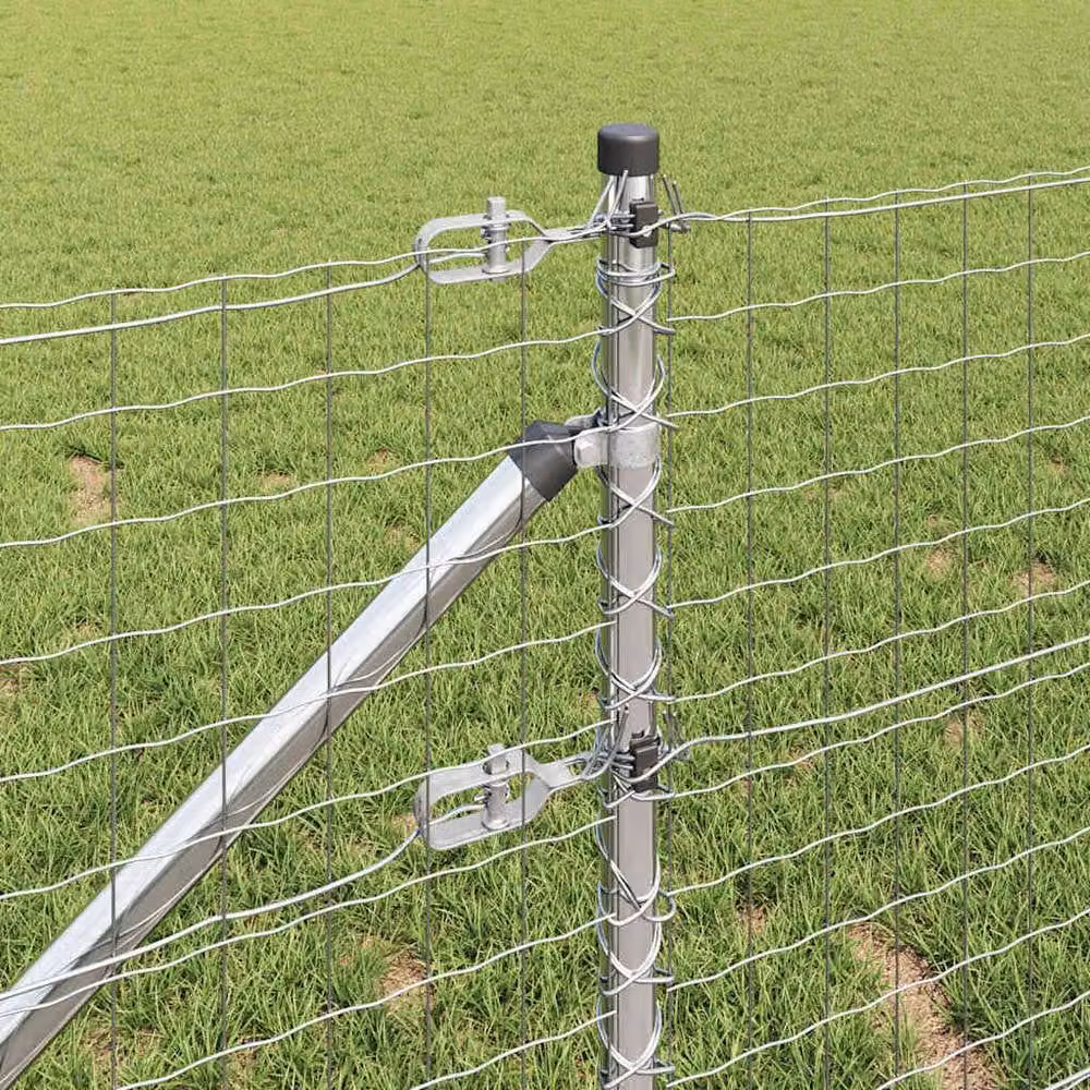 Berkfield Home Modern Euro Fence with 13 Spike Posts, Galvanised Steel, Silver, W: 25 m, H: 0.4 m – 3