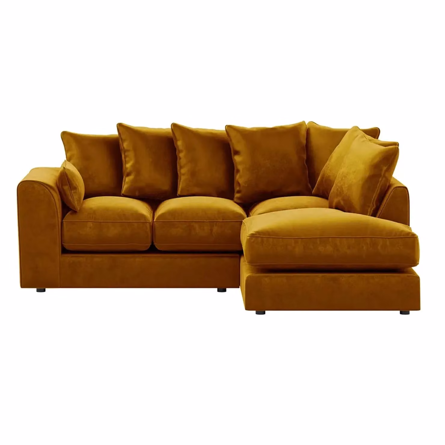 Furnishings For Less UK Brooklyn 3 to 4 Seater L Shaped Corner Sofa in Gold Plush Velvet, Right Hand Facing – 2