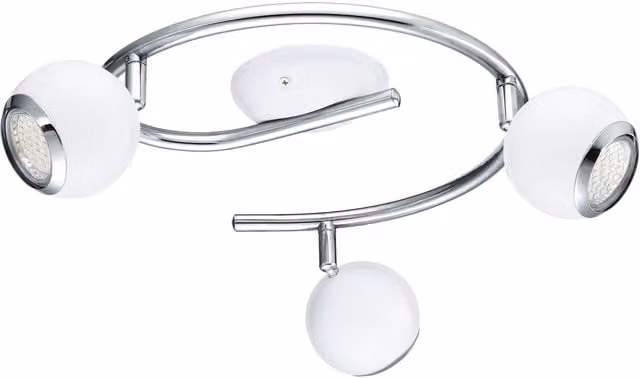 Loops 3-Spot Flush Ceiling Light in White and Chrome with Included GU10 LED Bulbs