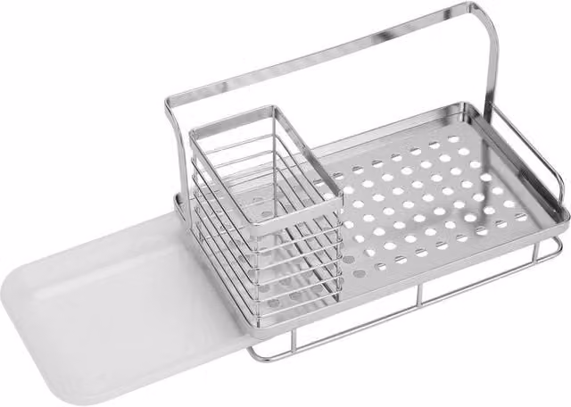 Garden Sanctuary Stainless Steel Sink Organizer with Drain Tray in Silver