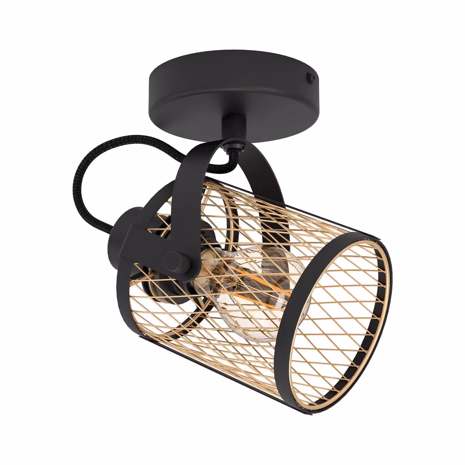 Eglo Dellow Adjustable Metal Wall or Ceiling Spotlight in Black and Gold/Brass – 2