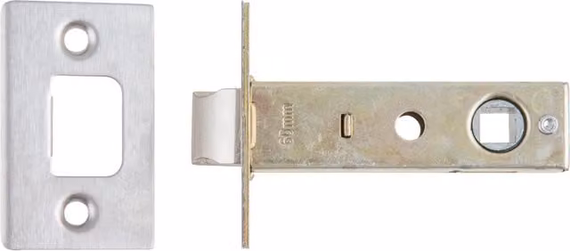 Hiatt Tubular Bolt Through Latch in Brushed Silver