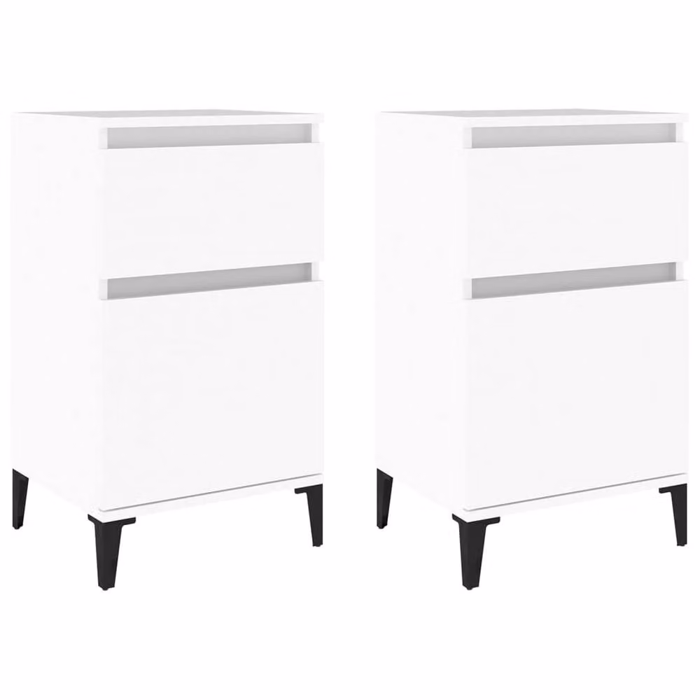 Berkfield Home Elegant Bedside Cabinets, 2 Piece Set, White, W/D/H: 40 x 35 x 70 cm – 2