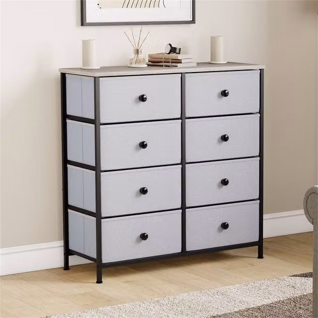 SPETLEK Chorley Grey Fabric and Metal 8-Drawer Storage Chest of Drawers – 1