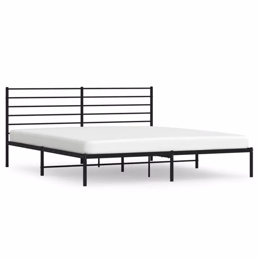 Berkfield Home Metal Bed Frame with Headboard in Black – 2