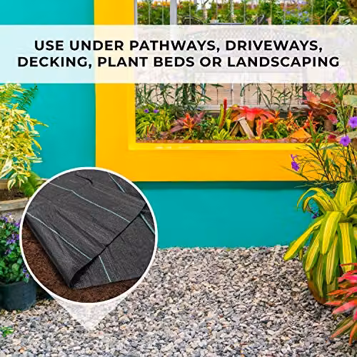 GardenKraft Heavy Duty Weed Control Fabric, Multi-Purpose Garden Landscaping Membrane, W: 2 m, L: 10 m – 4