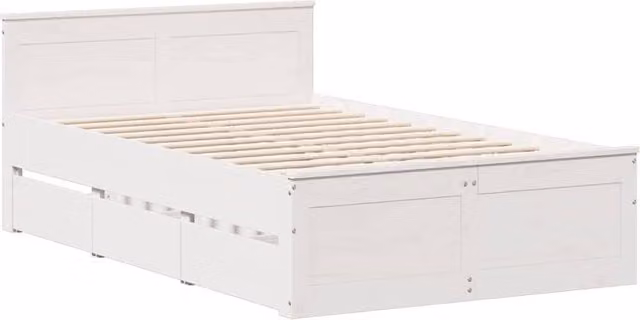 Berkfield Home Durable Small Double Bed Frame with Headboard and Drawers, White, W/D/H: 120 x 190 cm