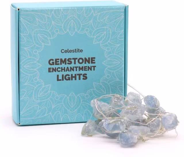 KDMD Celestite and Rose Quartz Gemstone USB LED Decor Lights in Light Blue – 1