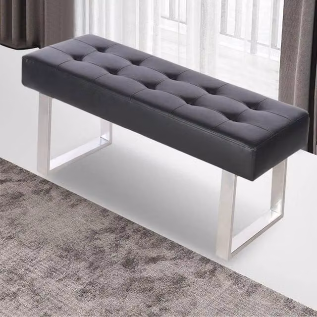 EONLION Black PU Leather Straight Dining Bench, Width: 100 cm – 1