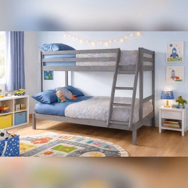 Comfy Living Ltd Solid Wood Triple Bunk Bed in Grey