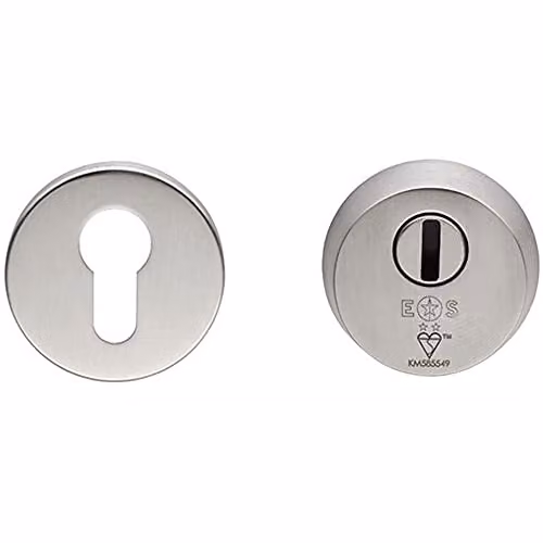 Loops 4 Star Security Escutcheons Set for BS Euro Cylinder Locks in Silver Stainless Steel