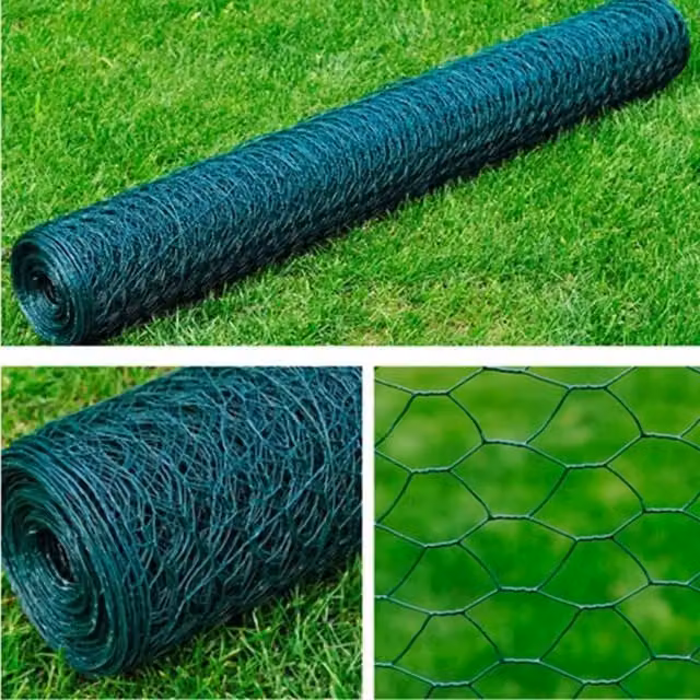 Berkfield Home Galvanised Steel Hexagon Mesh Fence, Dark Green, 1 x 25 m