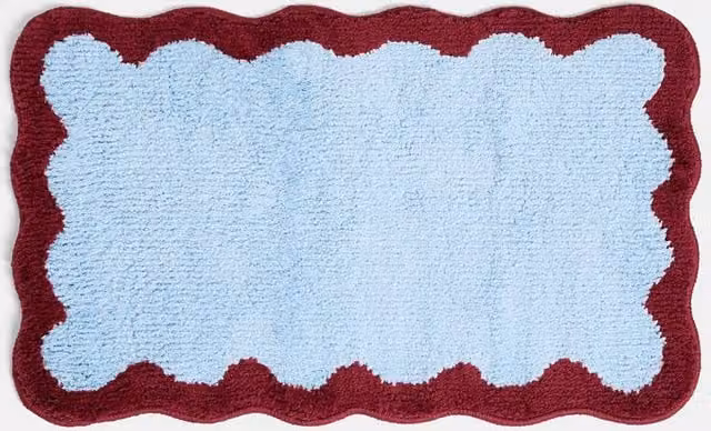 OHS Scallop Edge Tufted Non-Slip Bath Mat in Blue – 1