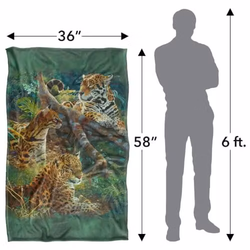 JQ Licensing Jungle Cats Leopards Silky Touch Super Soft Fleece Throw Blanket, Multicolour, W: 91 cm, D: 147 cm – 2