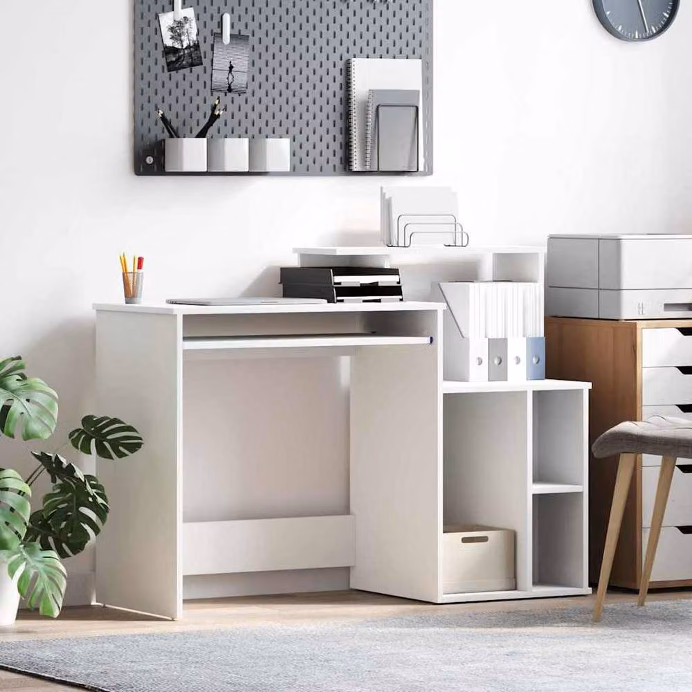 Berkfield Home Elegant White Writing Desk with Storage, W/D/H: 120.5 x 44 x 88.5 cm – 2