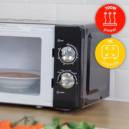 Russell Hobbs RHMM701B 17L 700W Solo Manual Countertop Microwave in Black – 4