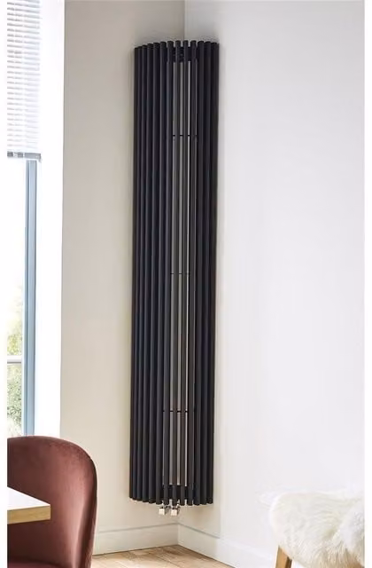 Clifton Anthracite Corner Vertical Radiator in Charcoal, H x W: 200 x 27.6 cm