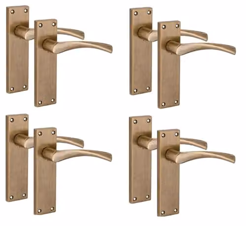 Golden Grace Astrid Scroll Door Handles in Antique Brass, 4 Pairs, W: 15 cm, H: 4 cm
