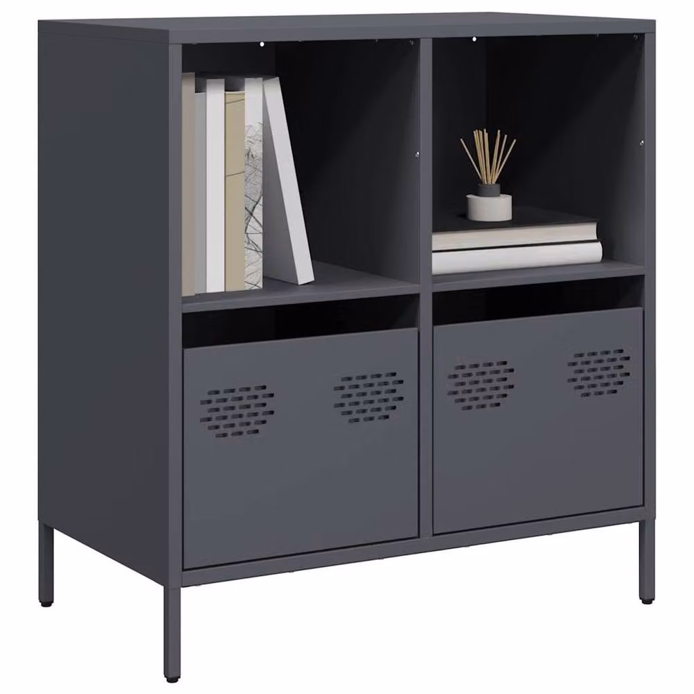 Berkfield Home Anthracite Sideboard in Dark Grey Matt Metal, W/D/H: 68 x 39 x 73.5 cm – 2