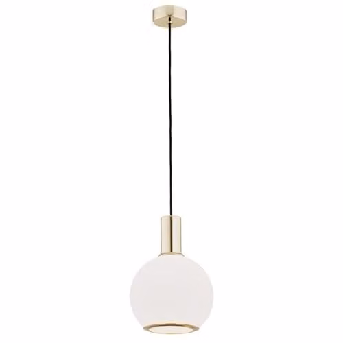 Argon SAGUNTO 4357 White and Gold/Brass Glass Sphere Pendant Light with E27 Socket