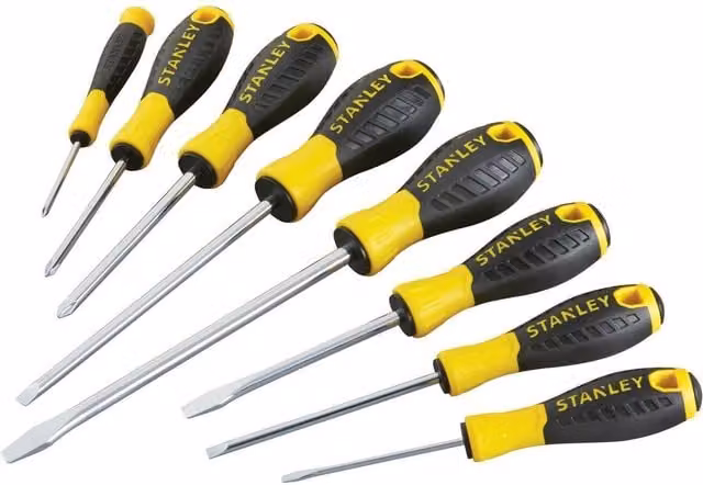 Stanley Essential 8 Piece Manual Screwdriver Set, Multicolour/Yellow – 1