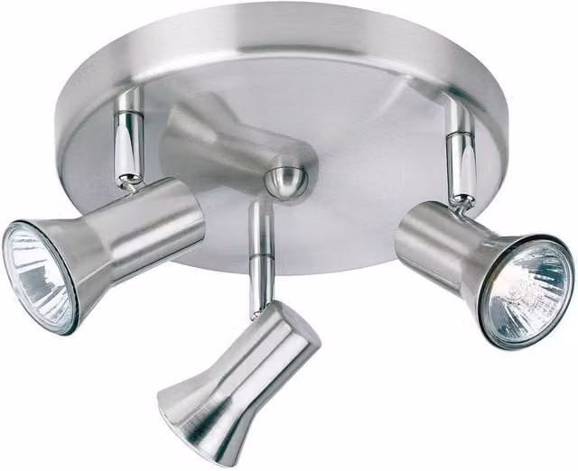 Netlighting Magnum 3 Light Flush Ceiling Fitting in Brushed Grey Steel with Adjustable GU10 Lamps