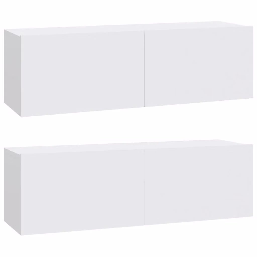 Berkfield Home Set of 2 White Wall Mounted TV Cabinets, W/D/H: 100 x 30 x 30 cm – 2
