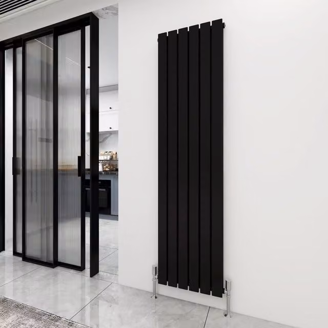 MCC Direct Designer Flat Panel Double Radiator, Black, H: 1800 mm, W: 40.8 cm, D: 6.2 cm – 8