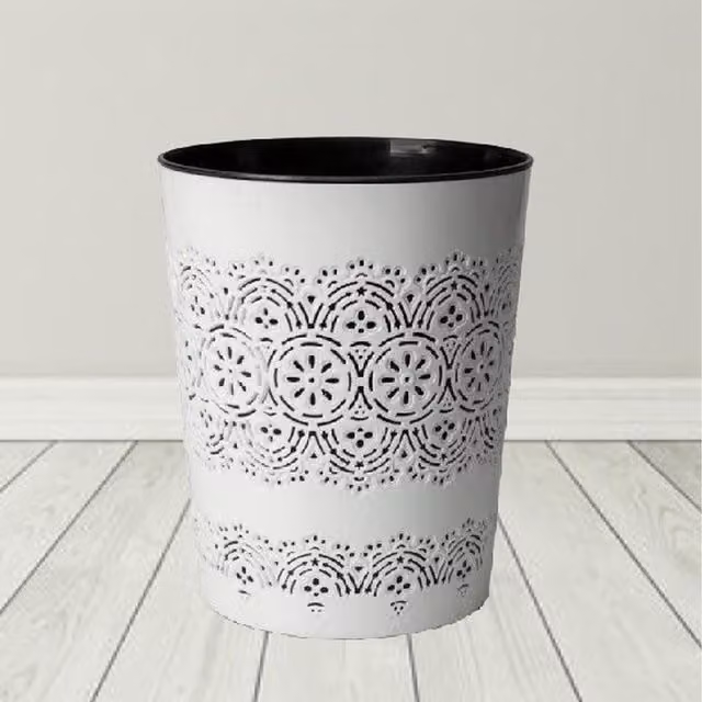 Blue Canyon White and Black Freestanding Waste Paper Bin W/D/H: 28.0 x 23.0 x 9.0 cm