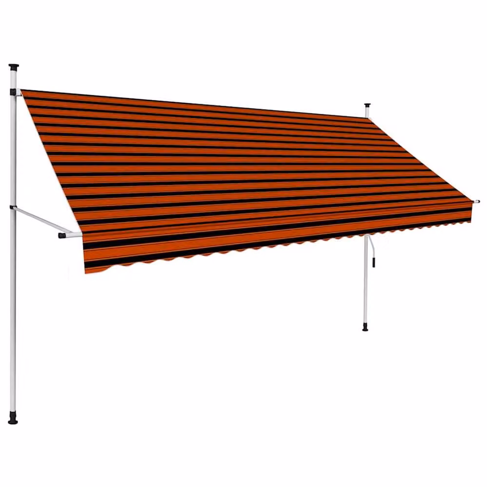 Berkfield Home Manual Retractable Striped Awning in Orange and Brown, W: 300 cm, D: 120 cm – 1