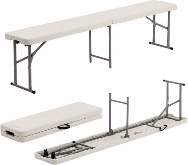 Havendro Heavy Duty 4-Person Folding Trestle Bench in White, 183 cm – 1