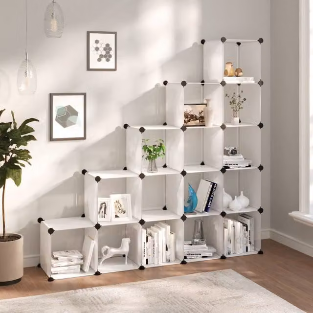 Berkfield Home 15 Cube Storage Organiser in Clear Transparent Plastic and Metal