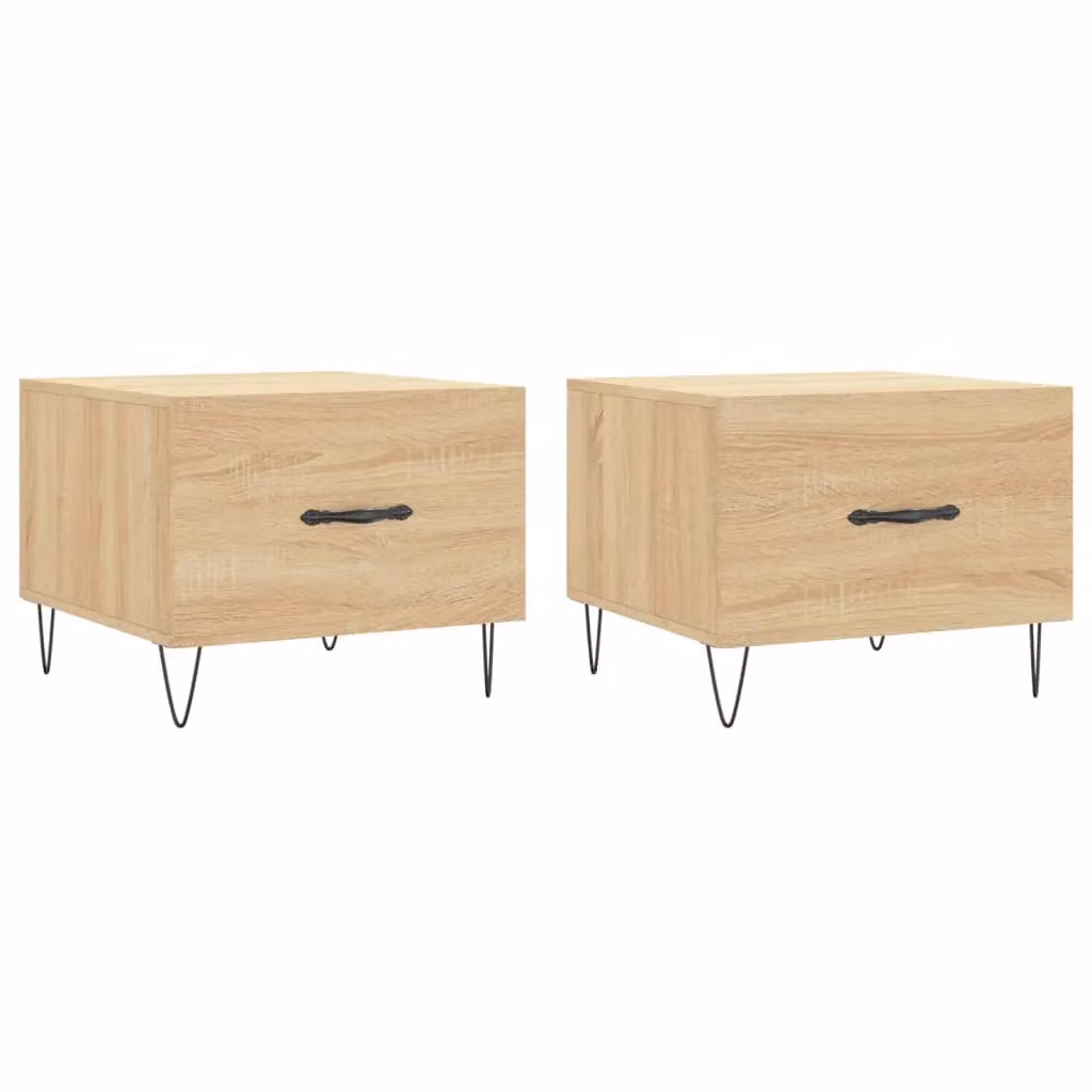 Berkfield Home Set of 2 Sonoma Oak Coffee Tables in Brown, W/D/H: 50 x 50 x 40 cm – 2
