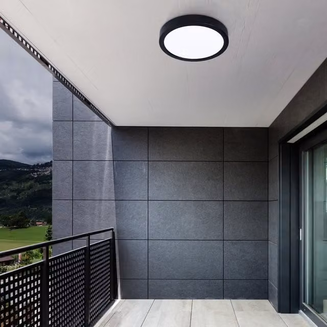 Eglo Argolis LED Outdoor Surface Light, Black Metal, Round, IP44