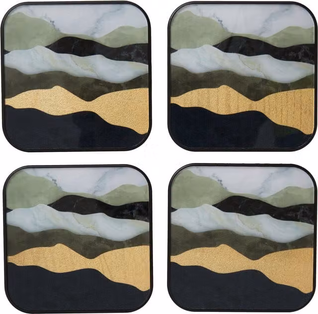 Orsina Celina Set of Four Square Geometric Coasters in Multicolour – 1