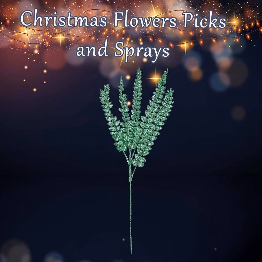 VFM e-Store Christmas Long Stem with Glitter Decoration, Green, H 80 cm x W 27 cm – 2