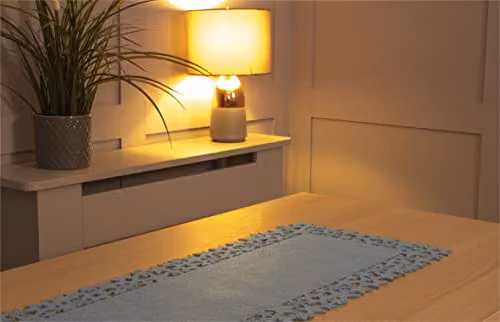 Netagon Grey Rectangular Felt Table Runner with Openwork Star Design