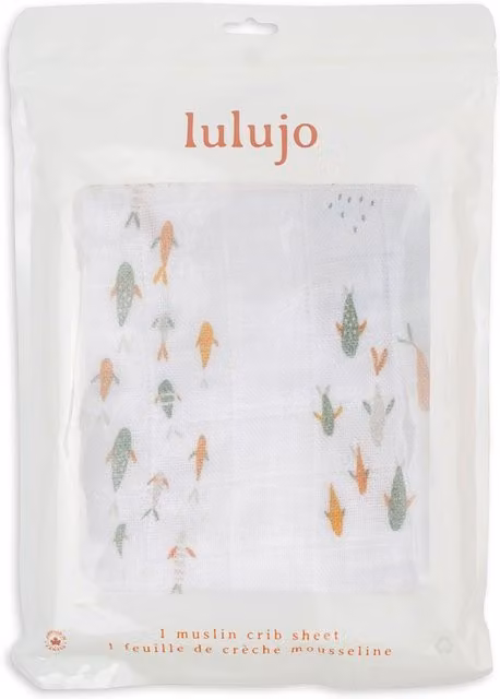 Lulujo Cotton Fitted Cot Sheet, Multicolour Animal Graphic, W/D/H: 140 x 135 x 70 cm
