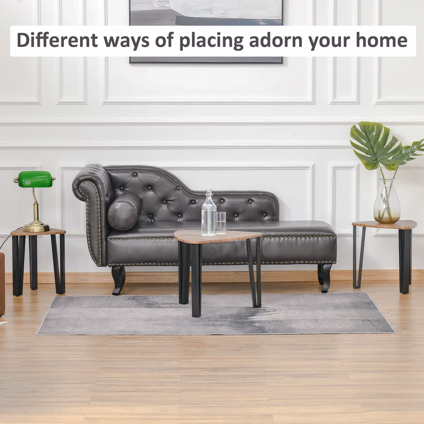 HOMCOM Nesting Coffee Table Set of 3 in Walnut Wood Effect Brown MDF and Metal – 4