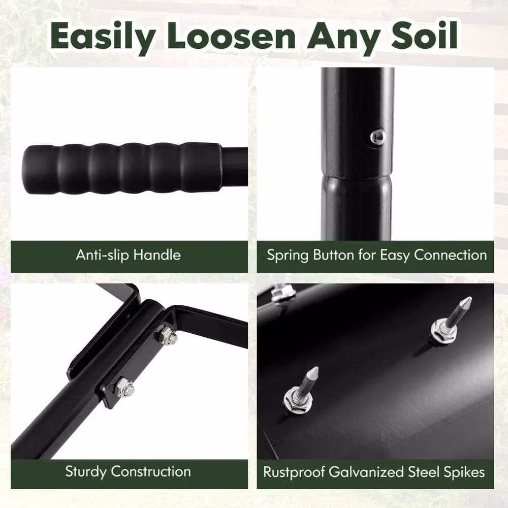 Kelvenix Heavy Duty Manual Lawn Aerator in Black – 4