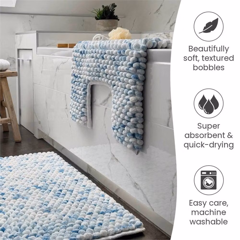 Nordara Blue Two-Piece Non-Slip Bathroom and Toilet Mat Set – 3