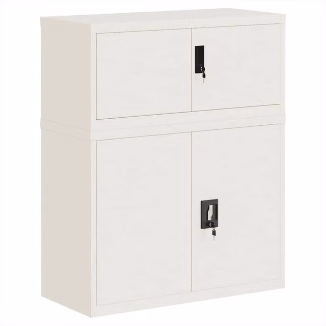 Berkfield Home White Metal File Cabinet with Hinged Doors and Adjustable Shelves, W/D/H: 90 x 40 x 110 cm – 1