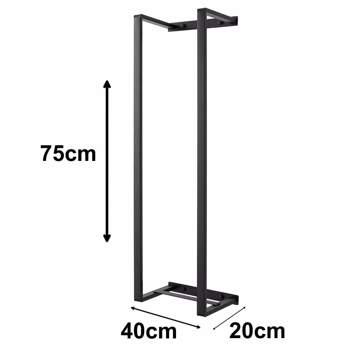 House of Home Wall Mounted Black Stainless Steel Double Bar Towel Rail, W: 75 cm, D: 20 cm, H: 20 cm – 2