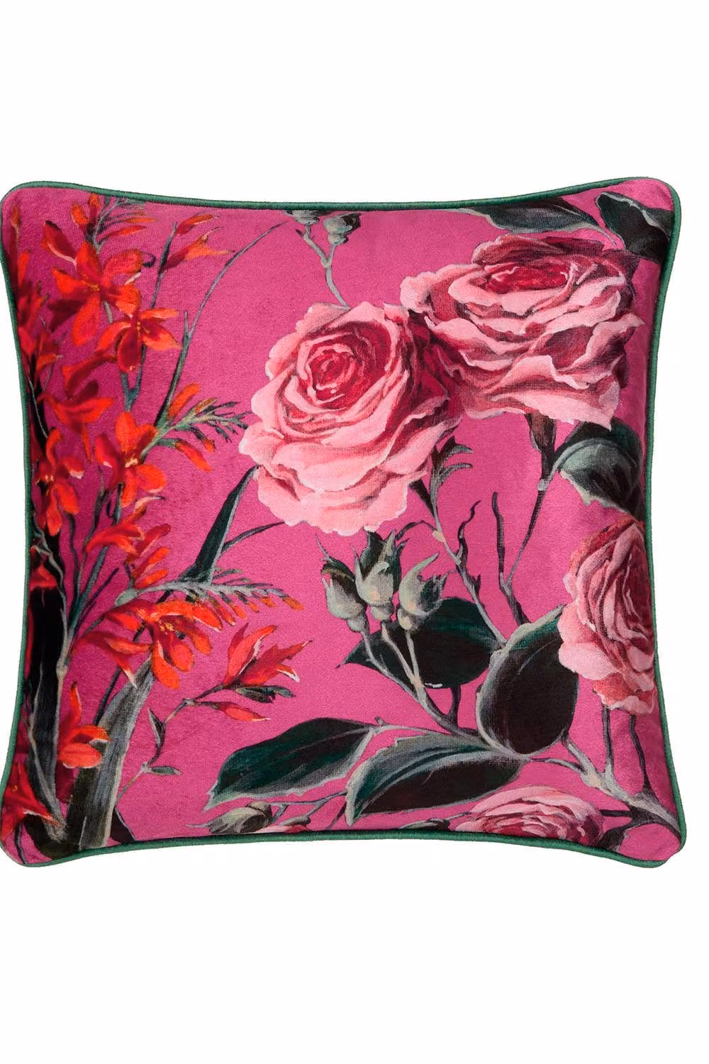 Ulster Weavers Laurence Llewelyn-Bowen Cotswold Fantasia Dawn Floral Print Velvet Cushion in Pink and Orange, W/D/H: 43 x 43 x 43 cm – 2