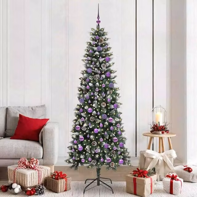 Berkfield Home Artificial Christmas Tree with 300 LEDs, Green, W/D/H: 86 x 86 x 210 cm