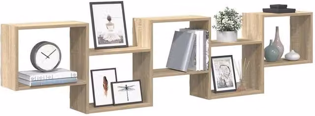 Berkfield Home Wall Mounted 5 Compartment Cube Shelf in Sonoma Oak Brown Engineered Wood