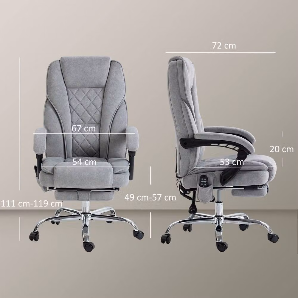 KORVIXA Grey Fabric Gaming Chair with Headrest and Foot Ring for Home Office – 2